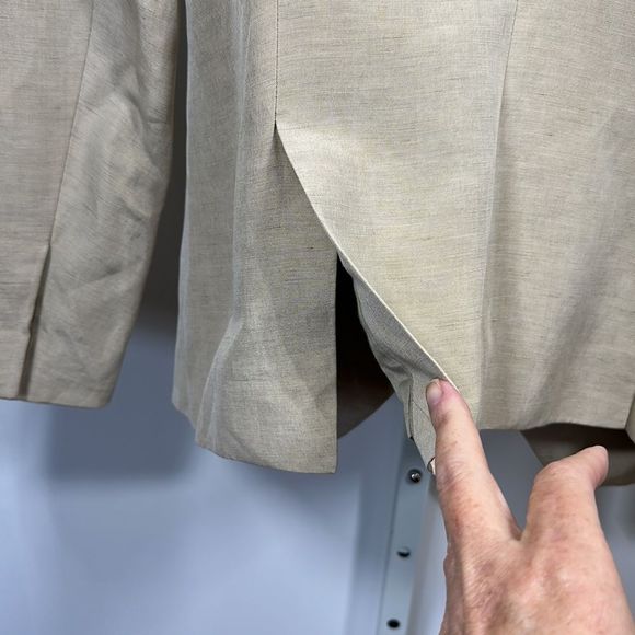 THEYSKENS’ THEORY Women’s Slub Linen/Silk Blend Open Front Blazer Tan Size 2/36 - Picture 10 of 14